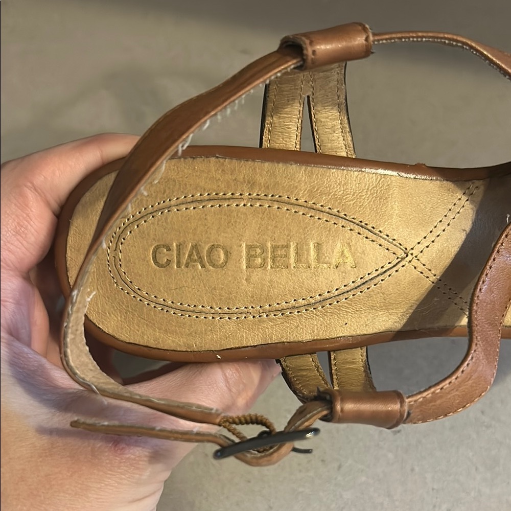 Ciao Bella Sophisticated Tan High Heels with Strappy Design Sz 7 - Picture 10 of 14